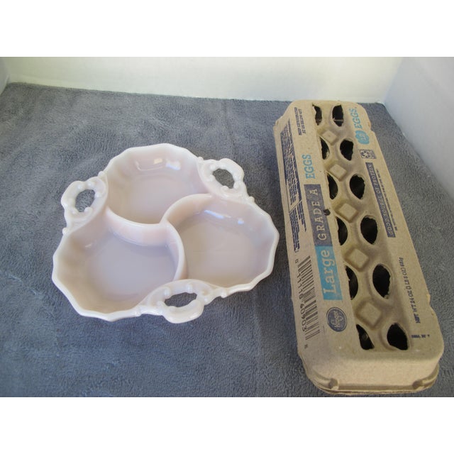 Traditional 1930s Milky Pink Glass Relish/Candy Dish, 3-Chambers For Sale - Image 3 of 7