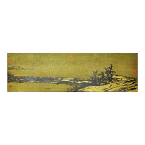 Chinese Gilt Metal Landscape Wall Panel with Red Seal Marks