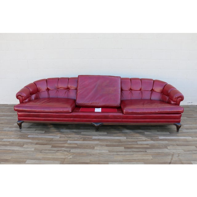 Monteverdi-Young Mid-Century Modern Tufted Ruby Red Leather Sofa, 1973 For Sale - Image 15 of 18