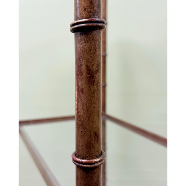 Vintage Hollywood Regency Hand Gilt Faux Bamboo Étagère - Newly Painted For Sale - Image 12 of 12