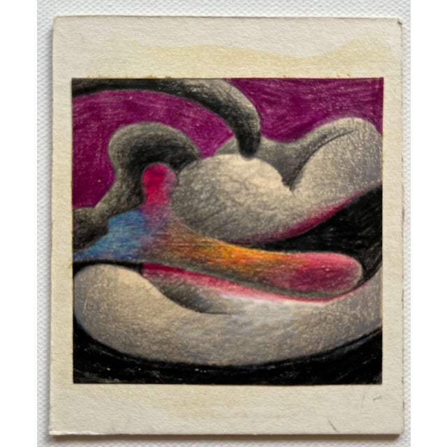 1990s Mixed Media "Micro Biomorphic Abstract Drawing" Bill Shields Sf Artist For Sale - Image 4 of 5