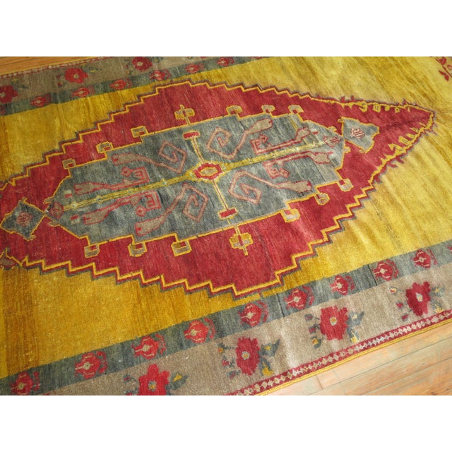 Zabihi Collection Yellow Turkish Gallery Rug For Sale - Image 10 of 12