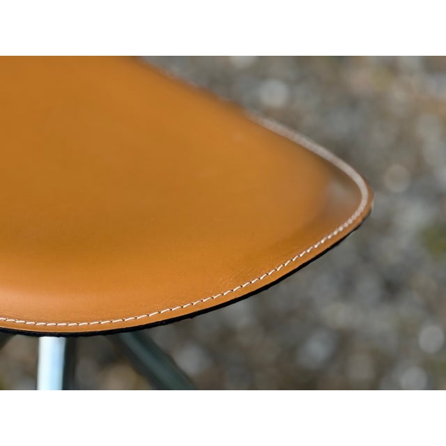 Mid-Century Modern Brown Leather Bar Stools from Arrben, 1980s, Set of 4 For Sale - Image 3 of 10