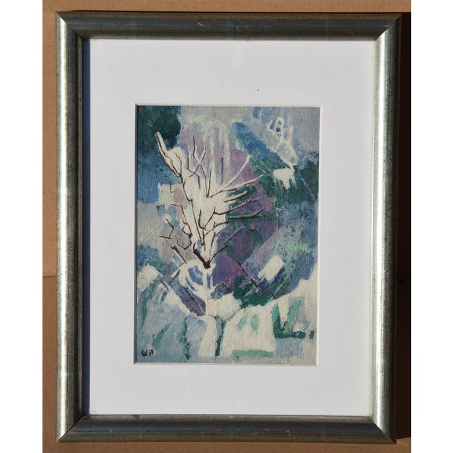 Ernst Weiers 1909 Oespel – 1978 Bernried "Snow-Covered Bush" Oil and white gouache on panel, framed Monogrammed and dated...