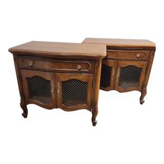 Vintage Thomasville French Provincial Country Chicken Wire Mesh Nightstands End Tables - a Pair For Sale