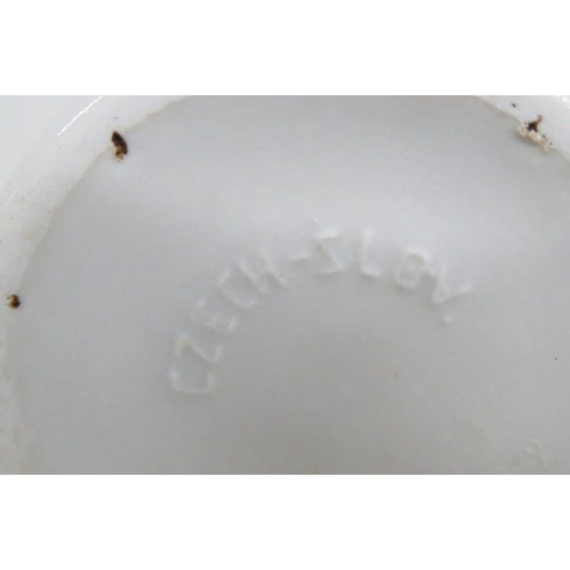 Mid 20th Century Czechoslovakia Porcelain Red Blue Snowflake Design Small Pitcher Creamer For Sale - Image 5 of 10