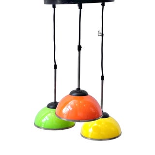 Space Age Pendant Lamp with Colored Metal Shades, 1970s For Sale