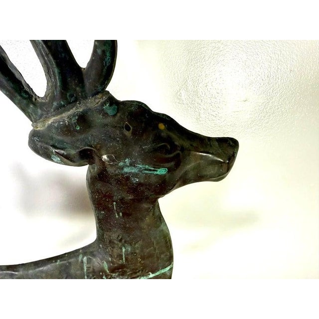 Vintage Copper Leaping Stag Weathervane, Distressed Patina, 1940s For Sale - Image 9 of 13