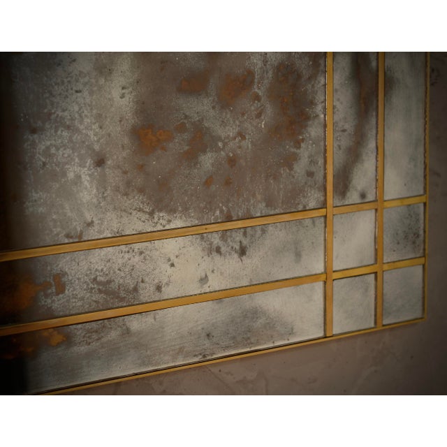 2000 - 2009 Mid-Century Murano Glass and Brass Console Wall Mirror For Sale - Image 5 of 10