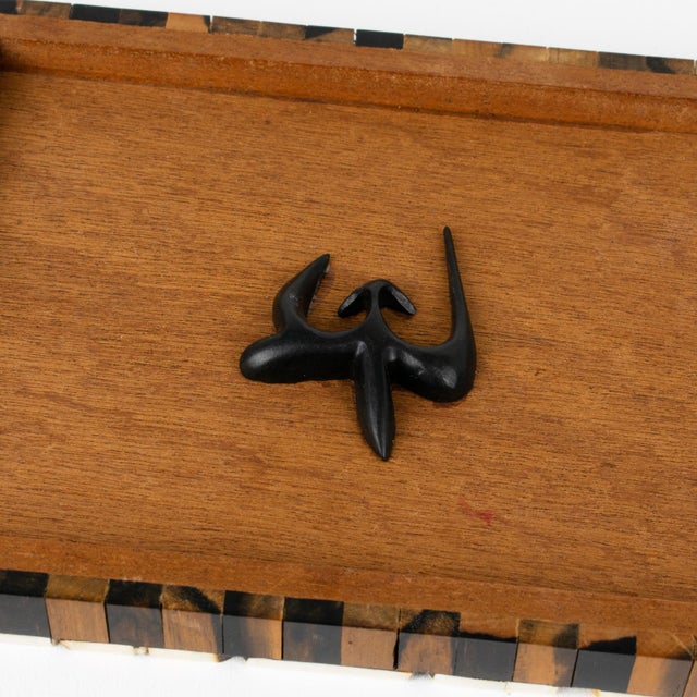 Brown French Art Deco Bone Marquetry and Macassar Wood Box For Sale - Image 8 of 11