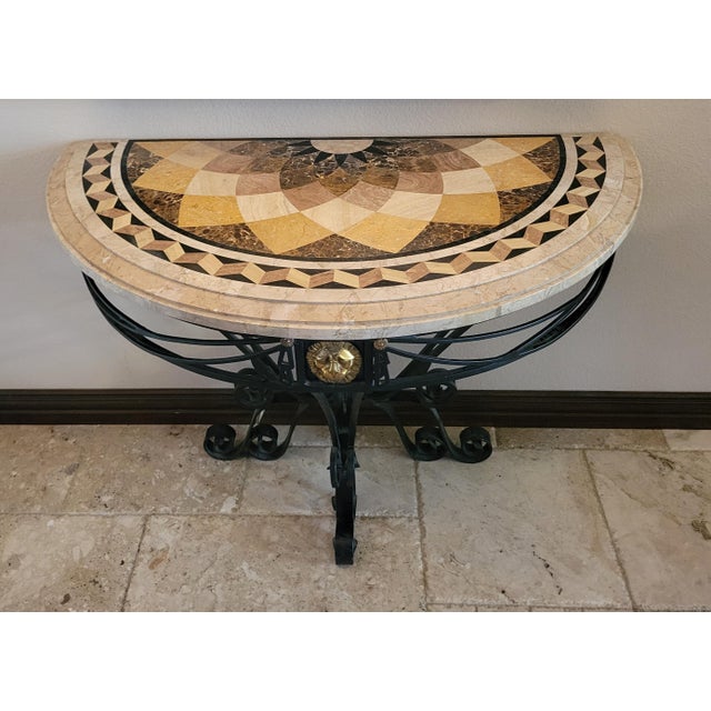 Maitland - Smith Maitland‑Smith Demi‑lune Console Table For Sale - Image 4 of 12