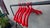 Set of 8 hangers, red, 1990s, Monika Mulder, Swedish, dimensions: height 11.5 cm, width 58.5 cm, depth 11 cm.