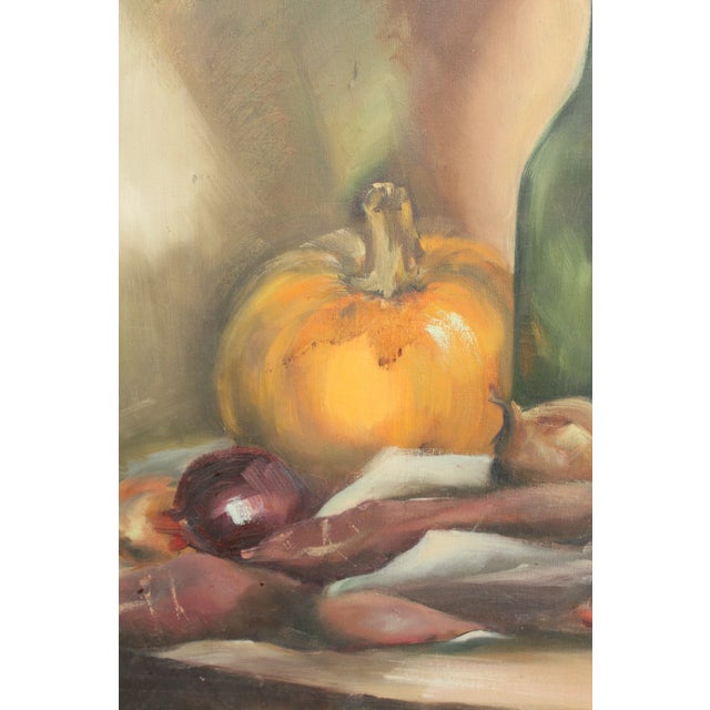 French Country Ext LRG Original Signed French Still Life on Canvas Painting, Carved Frame For Sale - Image 3 of 7