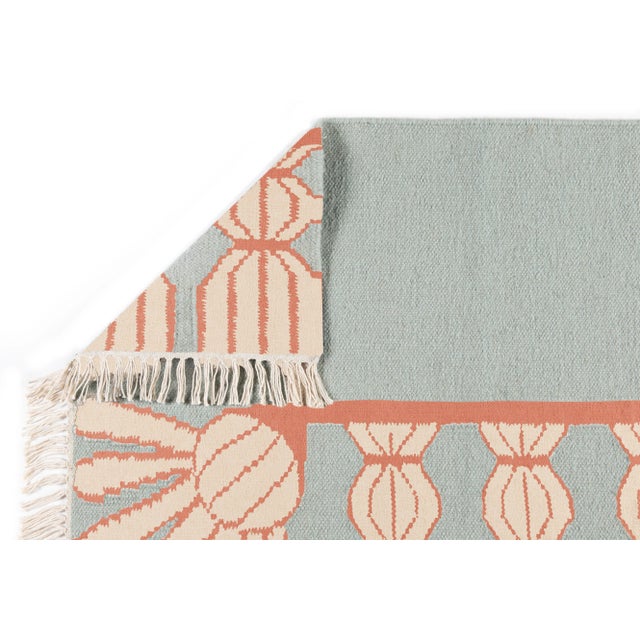 Transitional Part & Parcel Goods Wool Tassel Rug, 5' x 8', Sky Blue, Topaz and Eggshell For Sale - Image 3 of 4