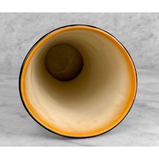 Orange Mid-Century Art Deco Czech Pottery Orange Brown Mountain Glazed Vase For Sale - Image 8 of 9