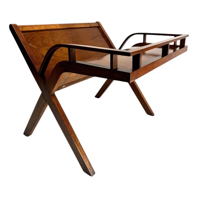 Mid-Century Modern Italian Wooden Magazine Rack, 1950s For Sale