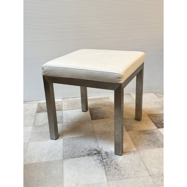 Transitional American Leather for Room & Board Parsons Leather Stool For Sale - Image 3 of 12