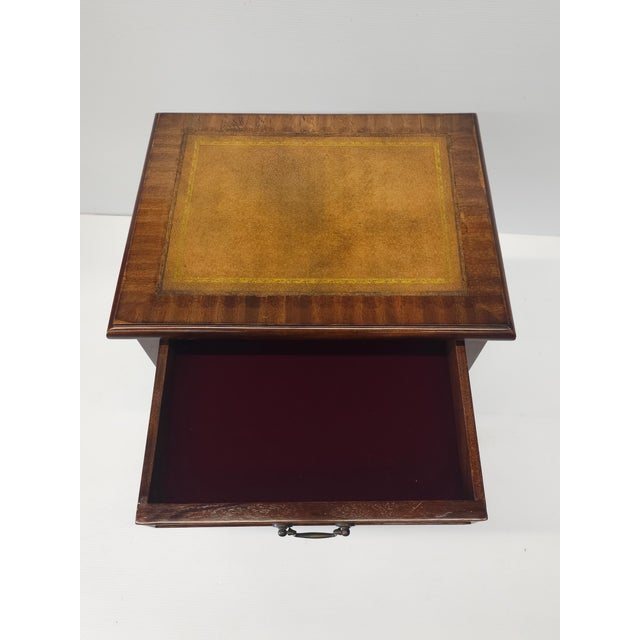 Mid-Century Mahogany and Leather Top English Silver Table For Sale - Image 12 of 12