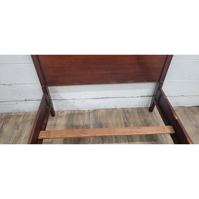 Wood Vintage Twin Size Cherry Sleigh Bed For Sale - Image 7 of 8