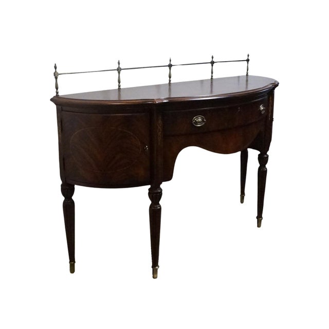 THOMASVILLE FURNITURE Kent Park Collection Banded Flame Mahogany 68" Buffet Sideboard w. Brass Rail 38921-240 46" High 68"...