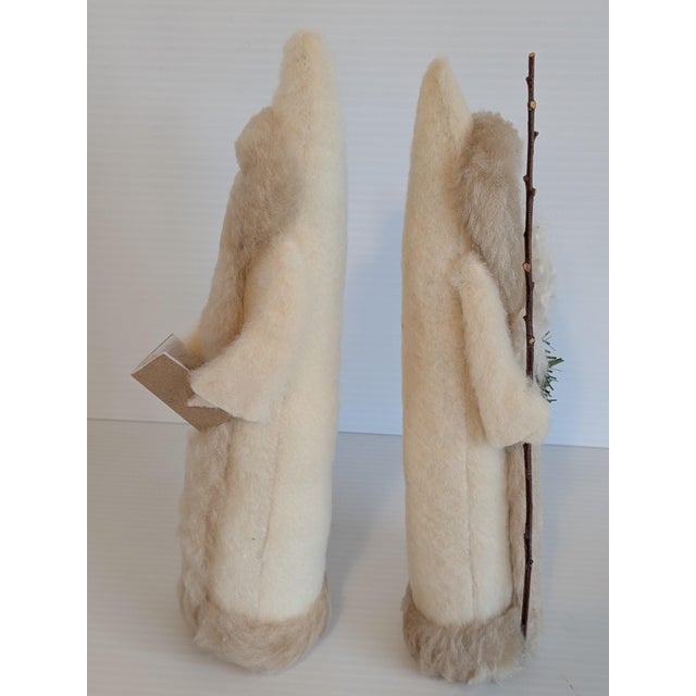Textile Vintage Folk Art Felted Wool Santas Pair Handcrafted For Sale - Image 7 of 8