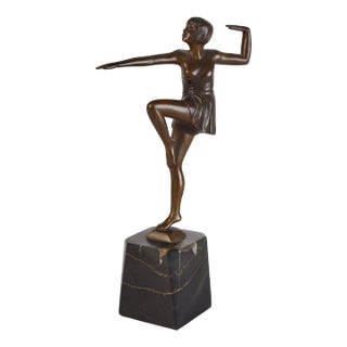 Art Deco Signed Bronze Sculpture Dancer by Antonin Mara For Sale