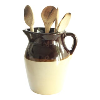 Early 20th Century Stoneware Pitcher/Two Tone/Utensil For Sale