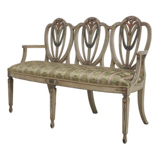 Adams Style Paint Decorated Triple Back Settee For Sale