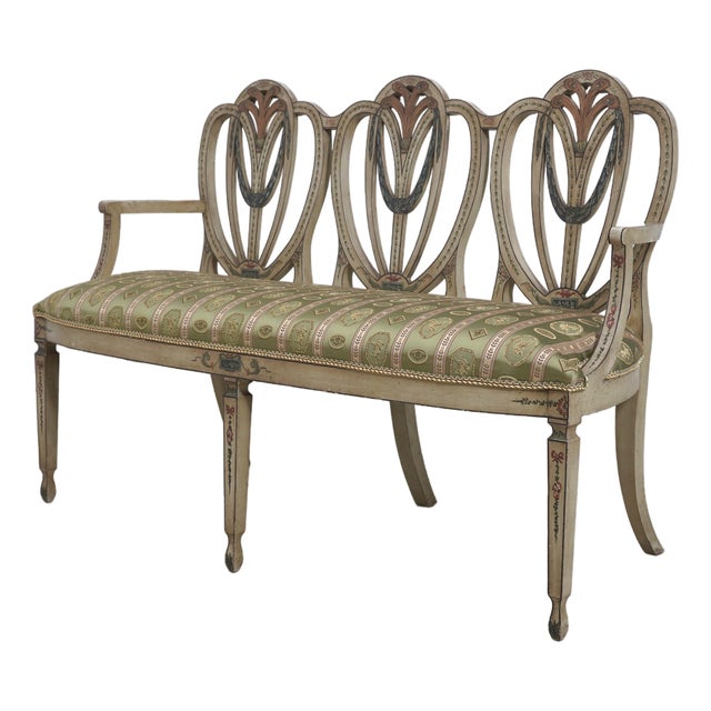 Adams Style Paint Decorated Triple Back Settee For Sale