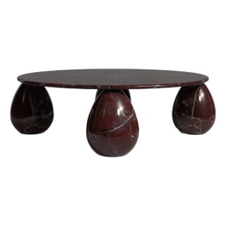 Cons Elazig Cherry Marble Round Coffee Table 43" For Sale