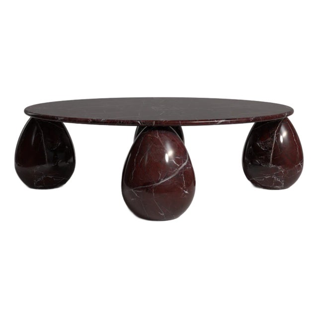 Cons Elazig Cherry Marble Round Coffee Table 43" For Sale