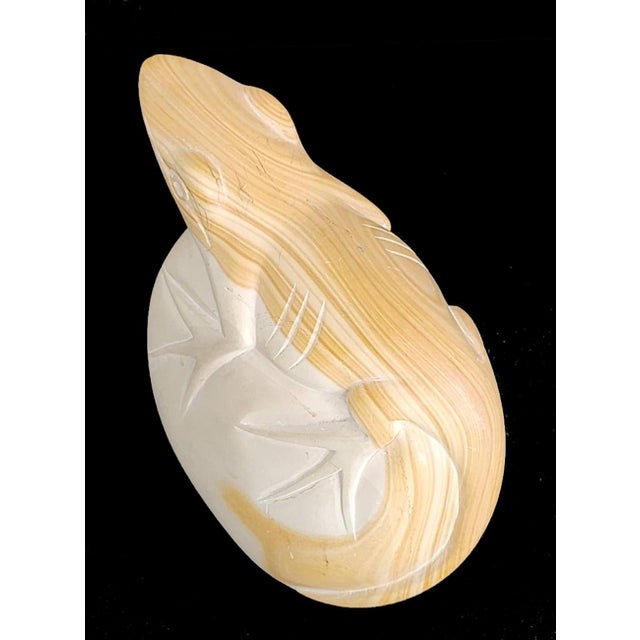 Vintage Hand Carved Soap Stone Lizard Figurine/Bookend/Paperweight For Sale - Image 9 of 10