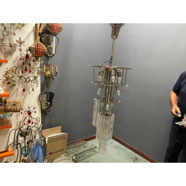 Large Murano Glass Rod Chandelier, Italy, 1980s For Sale - Image 14 of 18