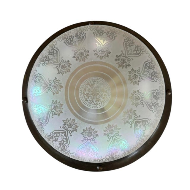 Fabulous and in mint condition! This early 1900’s signed Made in Germany flushmount is a true work of art. Perfect for a...