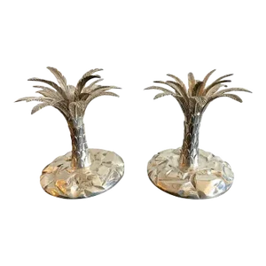 1960s Tiffany & Co. "Palm Tree" Motif Sterling Candlesticks- a Pair