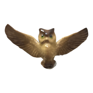 Vintage Hagen-Renaker "Papa Owl" Miniature Bone China Figurine With Spread Wings, C. 1950s-1960s