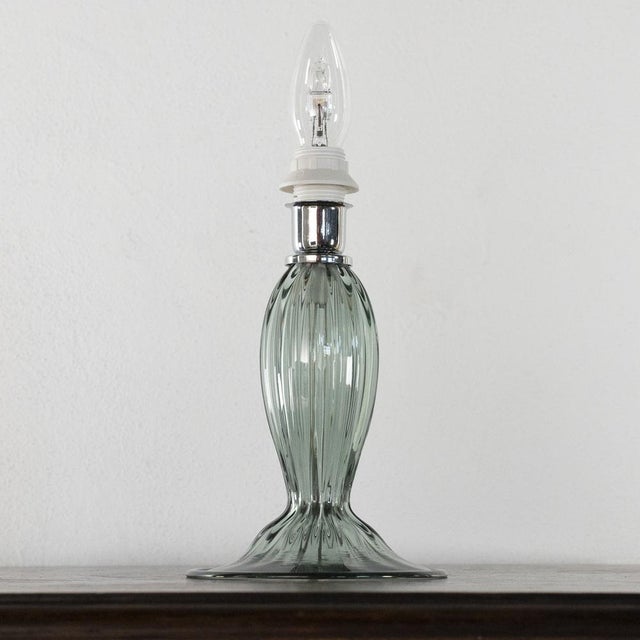 Murano Glass Table Lamp in Green Color, Italy, 1980s For Sale - Image 3 of 14