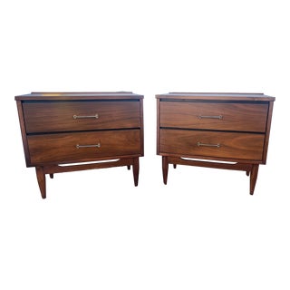 1960s Mid Century Modern Walnut Nightstands-Pair For Sale