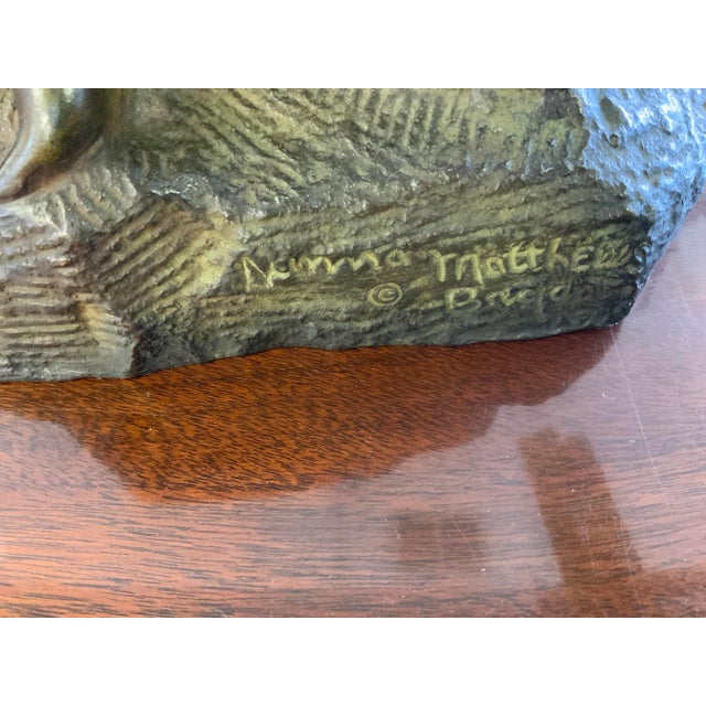 Bronze figural sculpture signed Nanna Mathews Bryant (1871-1931), a Boston sculptor. Excellent original condition. Hollow...