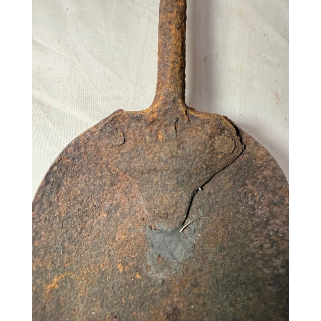 Antique 18th Century Wrought Iron Turned Brass English Fireplace Shovel Tool 16 For Sale - Image 9 of 11