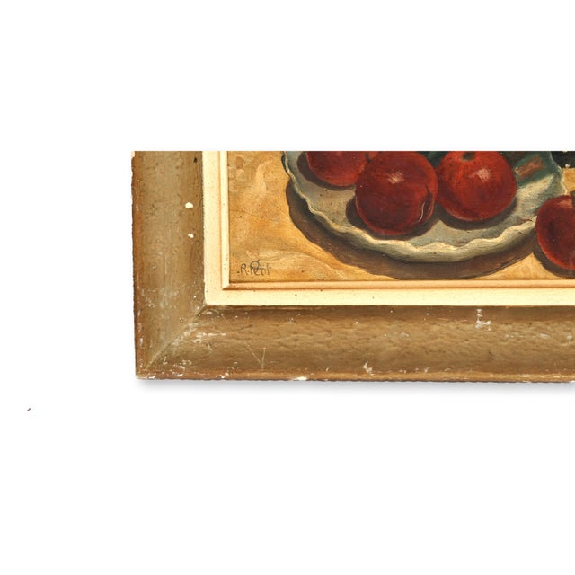 Early 20th Century French Still Life Painting, Watermelon & Apples For Sale - Image 4 of 4