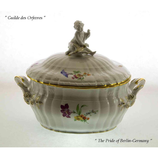 1980s 1980’s Vintage/New KPM Soup Tureen With Lid, Oval Body Rocaille Multi Flowers Decoration For Sale - Image 5 of 10