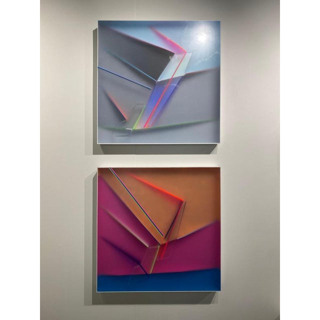 Kal Mansur, Abstract Pink Sojourn One Wall Sculpture, 2025, Acrylic For Sale - Image 6 of 16