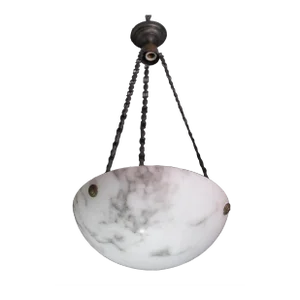 Art Deco White Albaster Pendant, 1950s