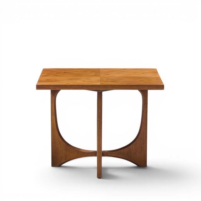 Wood Broyhill Brasilia Mid Century Walnut Side Tables - Pair For Sale - Image 7 of 11