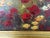 Red Vintage Oil on Canvas Red Field of Flowers Painting Picture in Gold Frame For Sale - Image 8 of 16
