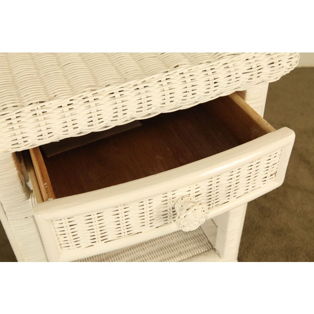Vintage White Wicker Nightstand Chairish