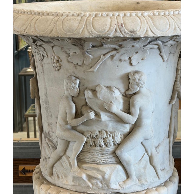 19th Century Antique Italian Marble Bacchanalian Urns Pair For Sale - Image 15 of 18