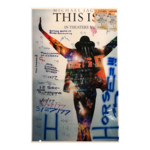 Tom CarapicMixed Media Outsider Visionary Art Collage Twilight / Michael Jackson Laminated