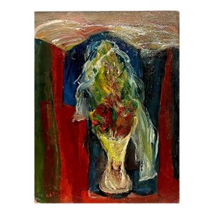 Norman Carton, American Abstract Expressionist Flowers Oil Painting Norman Carton Wpa Artist